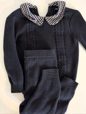 JayBee Navy Cable Knit Cardigan And Pants